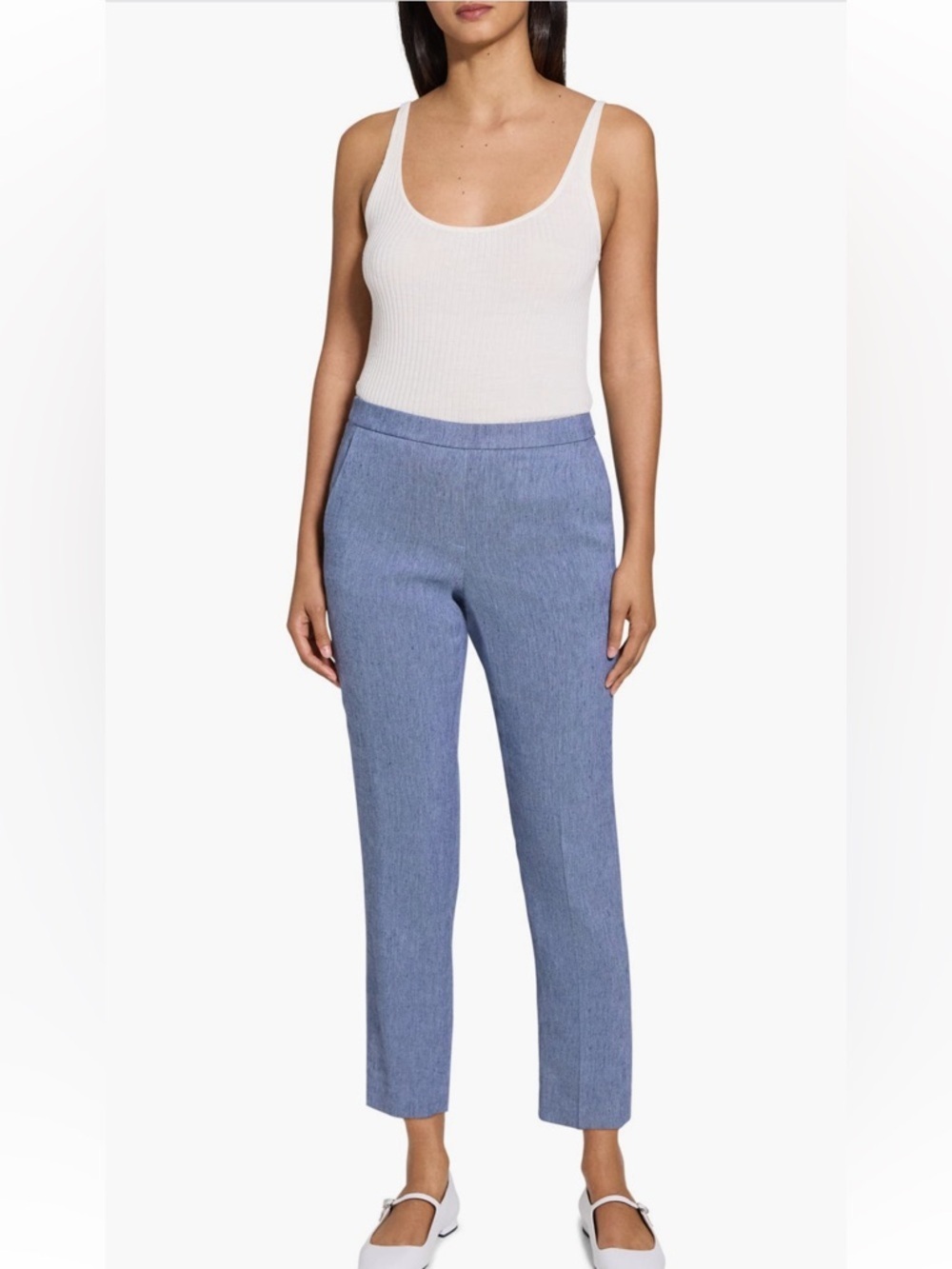NWOT Theory Treeca Linen Blend Pull-On Crop Pants, Size 4